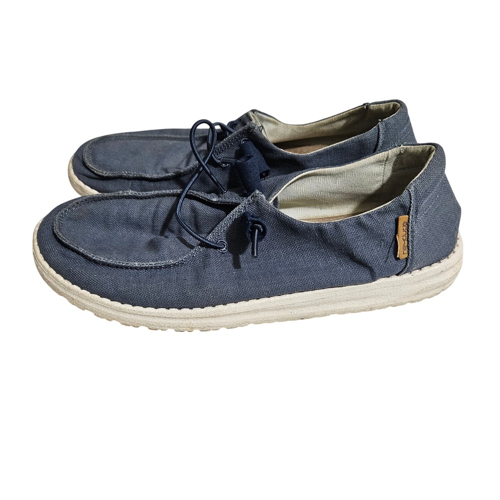 Hey Dude Wendy Chambray Navy White Slip On Loafers Womens Size 8 121412526